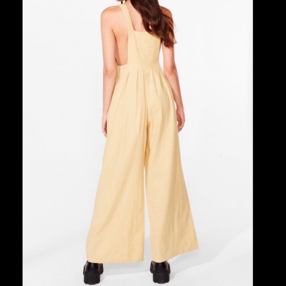 Nasty Gal Yellow Wide Leg Overalls - Picture 2 of 6